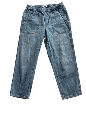 Madewell Womens Relaxed Elastic-Waist Light Blue Denim Jeans